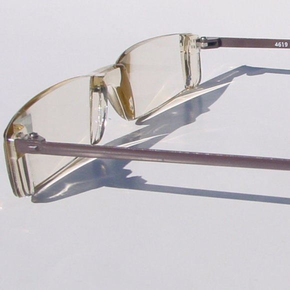 (NWT) Vintage 90's Rectangle Rimless Half Frame Reading Sunglasses +1.50 (Brown) - Picture 2 of 4